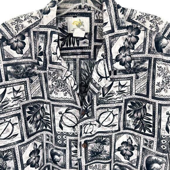 Ho Aloha made in Hawaii men’s button front shirt Hibiscus turtles - Picture 2 of 4